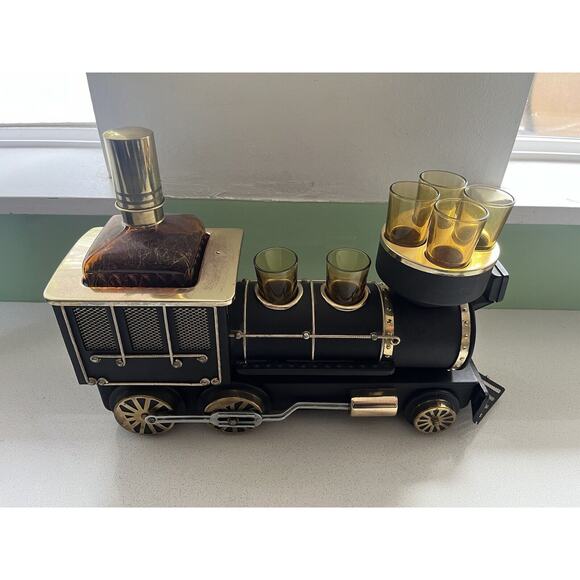 1880 Iron Horse Train Bar Caddy ガラス デカンタ ショット